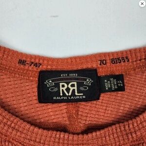 Ralph Lauren Shirt Mens XL Orange Double RL Waffle Knit L/S Thermal